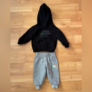 Nike Baby Kids Black Hoodie and Gray Sweatpants set